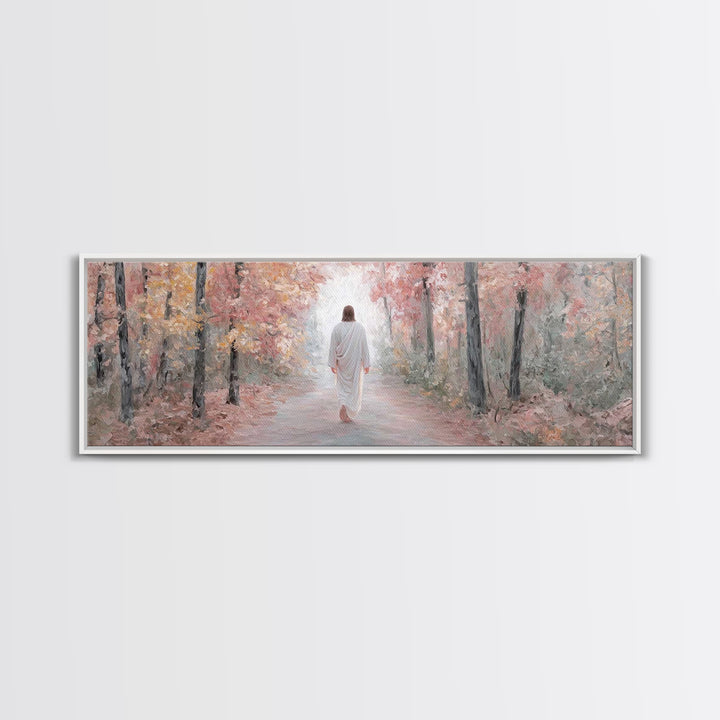 Radiant Grove Walk - Framed Canvas Print - Panoramic Wall Art - Christian Art Canvas - Christian Wall Art - Jesus Painting - Christian Deco