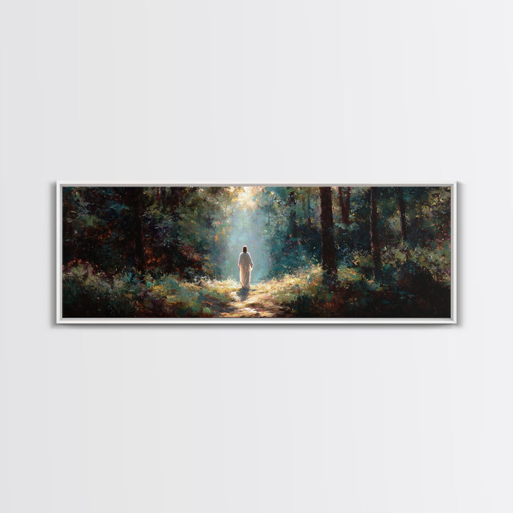 Light of the Forest | Framed Canvas Print | Panoramic Painting | Christian Wall Art | Christian Canvas | Jesus Painting | Christian Art Pri