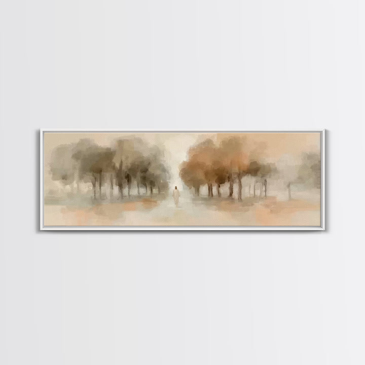 Autumn Grace Journey, Framed Canvas Print, Panoramic Frame, Christian Wall Art, Jesus Painting, Christian Art Canvas, Christian Gift Ideas