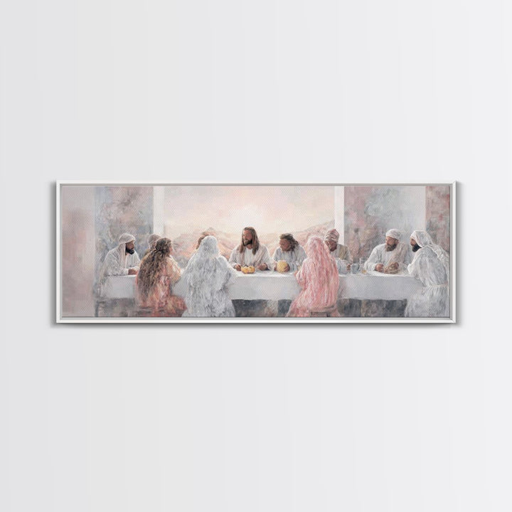 Table Of Eternal Grace, Framed Canvas Print, Panoramic Art, Christian Wall Art, Jesus Painting, Christian Art Canvas, Christian Christmas A