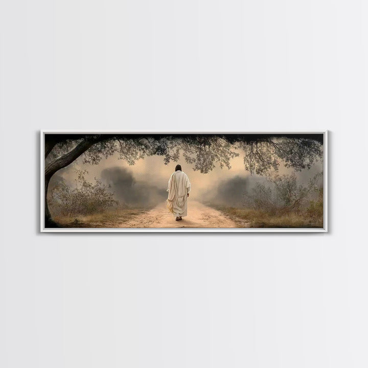 Walking In Grace, Framed Canvas Print, Panoramic Painting, Christian Wall Art, Jesus Canvas Art, Christian Art Print, Modern Christian Art