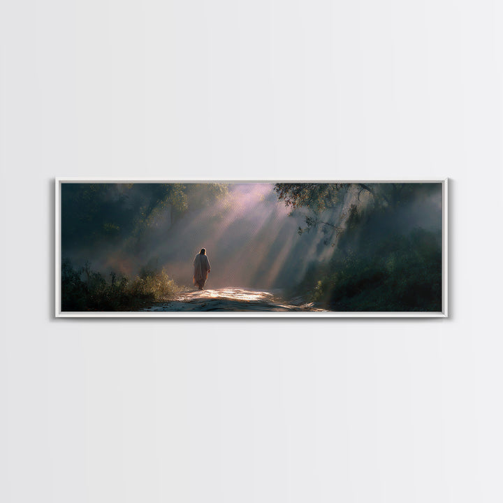 Path Of Light – Framed Canvas Print – Panoramic Art – Jesus Painting – Christian Wall Art – Moody Christian Art – Christian Art Canvas
