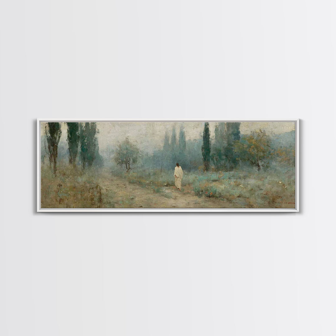 Morning Path Grace – Framed Canvas Print – Panoramic Print – Christian Art – Jesus Canvas Art – Christian Christmas Art – Christian Art Can