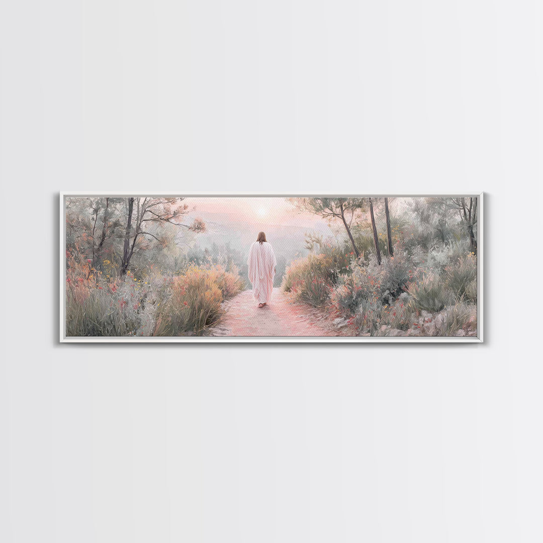 Sunrise Walk Home – Framed Canvas Print – Panoramic Wall Art – Jesus Canvas Art – Christian Art – Christian Gift Ideas – Modern Christian A