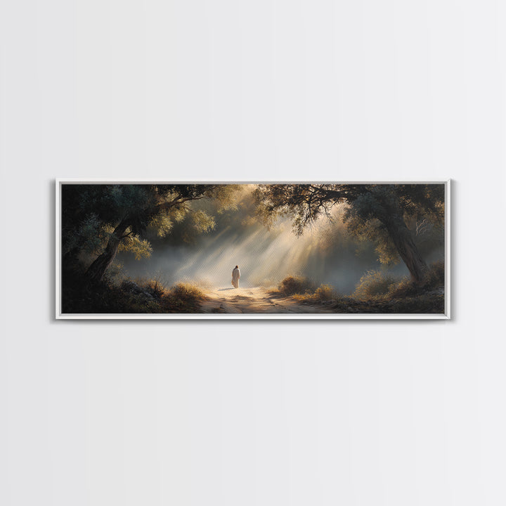 The Wandering Light – Framed Canvas Print – Christian Wall Art – Jesus Painting – Panoramic Art – Christian Christmas Art – Christian Decor
