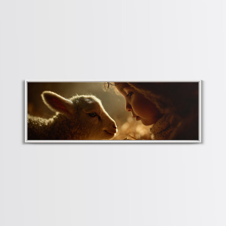 Tender Dawn Mercy – Framed Canvas Print – Christian Art Work – Panoramic Painting – Christmas Wall Art – Christian Gift Ideas – Jesus Art P
