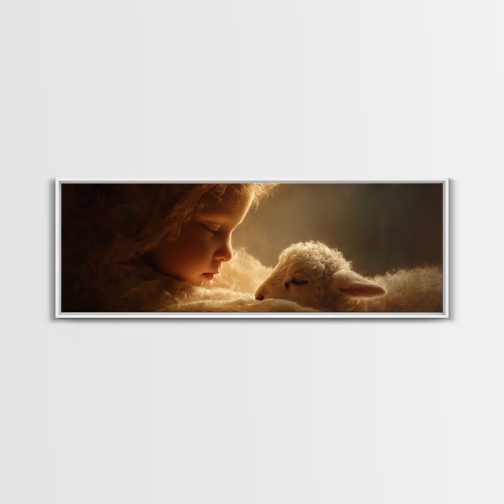 Soft Halo Rest, Framed Canvas Print, Christian Art Canvas, Panoramic Art, Christian Christmas Decor, Jesus Christmas Art, Christian Wall Ar