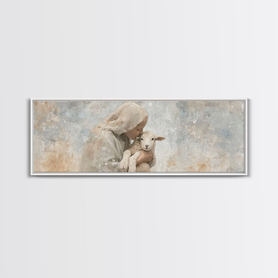 Mothering Grace – Framed Canvas Print – Christian Art – Panoramic Print – Christmas Art Work – Christian Christmas Decorations – Jesus Art
