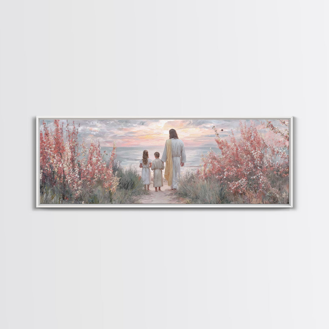 Blossoms Of Grace – Framed Canvas Print – Christian Wall Art – Jesus Painting – Panoramic Art – Christian Art Canvas – Christmas Art