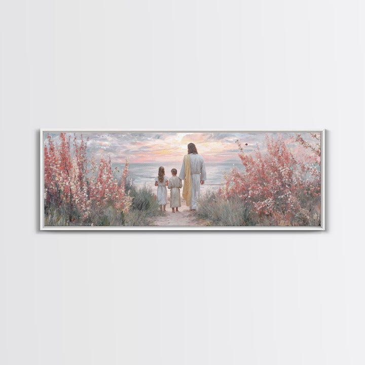 Blossoms Of Grace – Framed Canvas Print – Christian Wall Art – Jesus Painting – Panoramic Art – Christian Art Canvas – Christmas Art