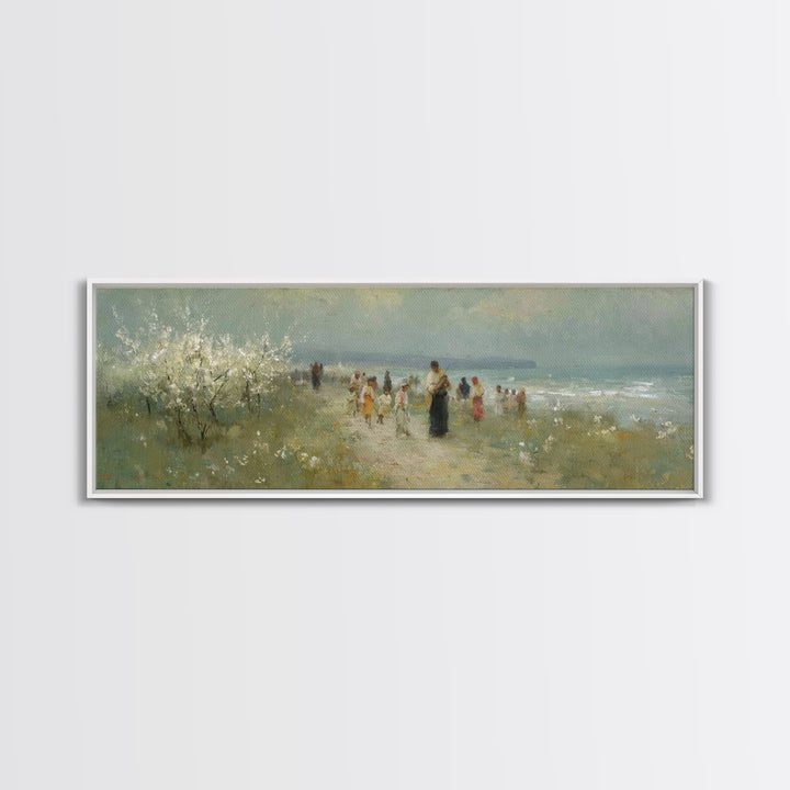 Shoreline Mercy, Framed Canvas Print, Christian Art Canvas, Panoramic Wall Art, Jesus Painting, Christian Wall Art, Christmas Art Prints