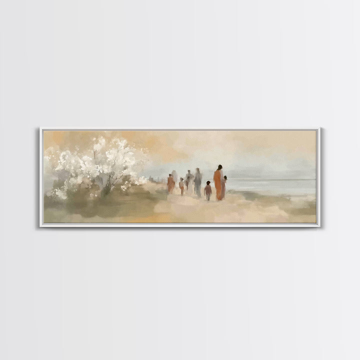 Morning Of Peace – Framed Canvas Print – Christian Art Print – Panoramic Frame – Jesus Painting – Christian Wall Art – Christmas Art