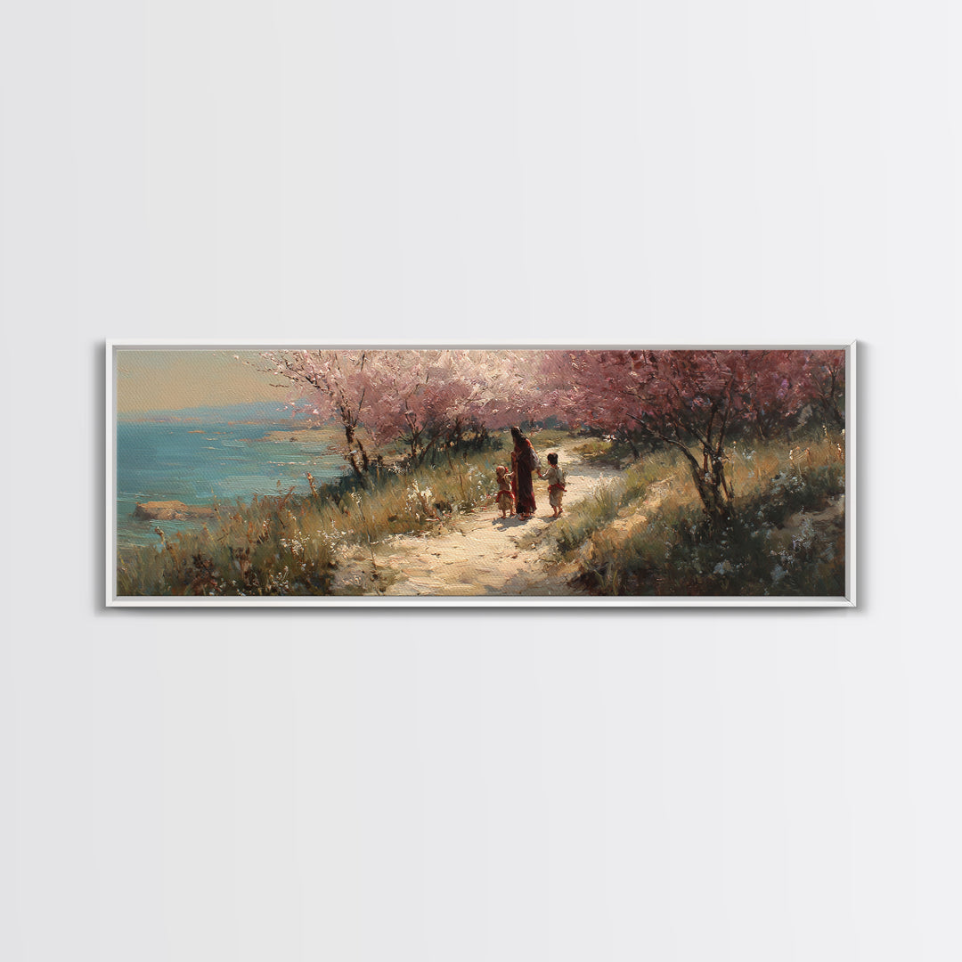 Fields Of Blessing, Framed Canvas Print, Christian Wall Art, Panoramic Print, Jesus Painting Canvas, Christian Art Work, Christmas Art