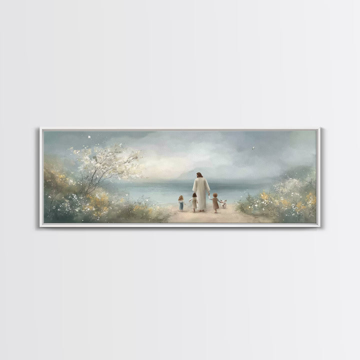 Garden Of Calm – Framed Canvas Print – Christian Painting – Panoramic Wall Art – Jesus Canvas Art – Christian Decor – Christmas Art