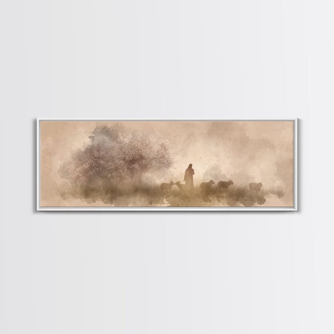 Orchard Of Peace – Framed Canvas Print – Christian Art Canvas – Panoramic Art – Jesus Wall Art – Christian Painting – Christmas Art