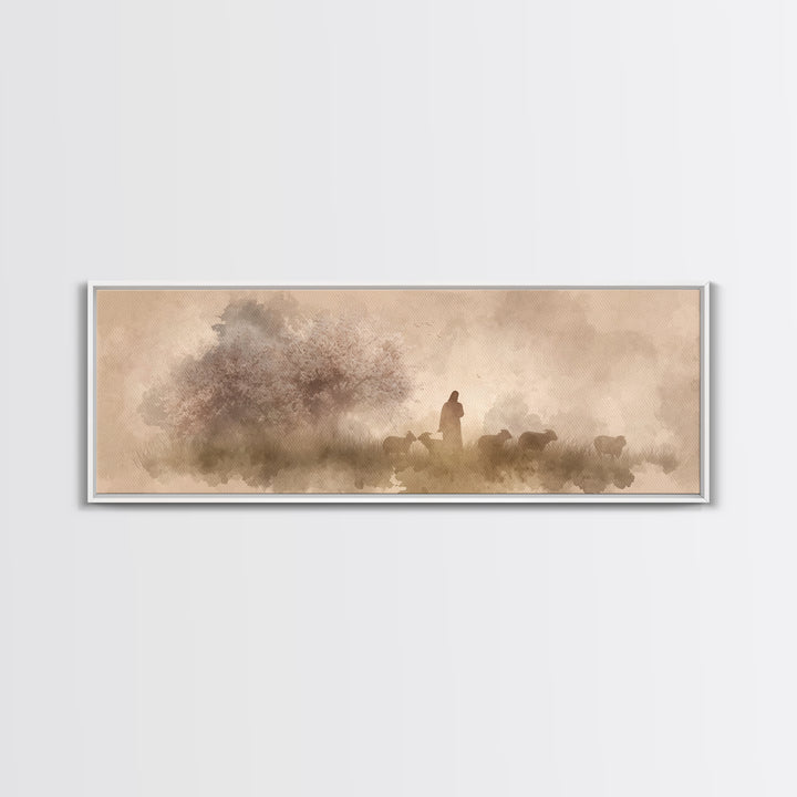 Orchard Of Peace – Framed Canvas Print – Christian Art Canvas – Panoramic Art – Jesus Wall Art – Christian Painting – Christmas Art