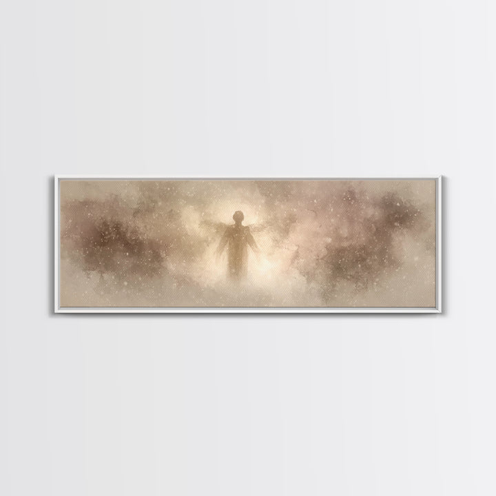 Angel Of Stillness | Framed Canvas Print | Panoramic Painting | Christian Wall Art | Christian Art Canvas | Christian Christmas Art | Moder