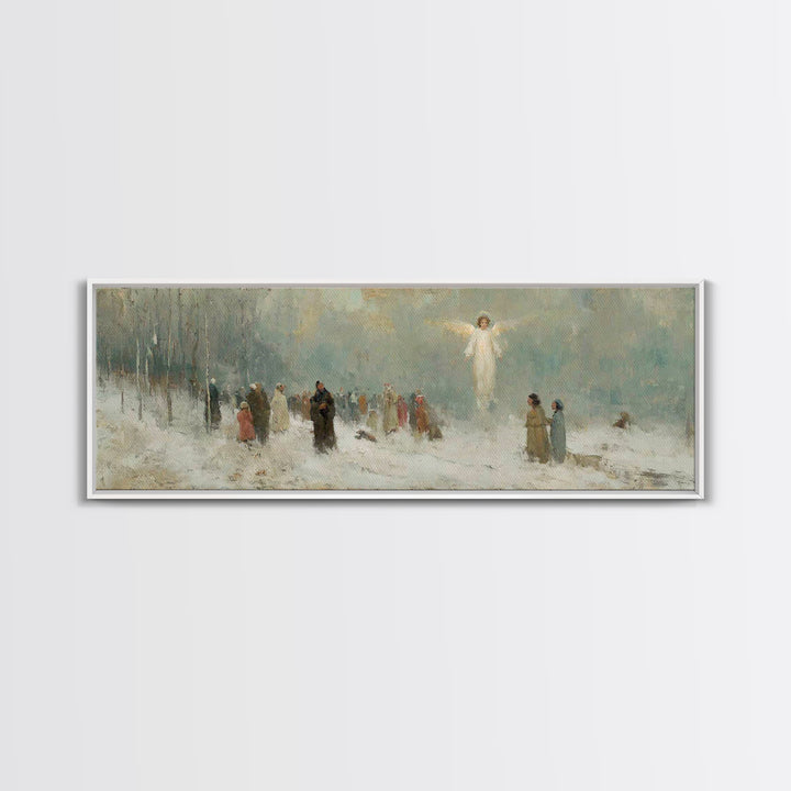 Heavenly Witness Light, Framed Canvas Print, Panoramic Wall Art, Christian Art Canvas, Christian Wall Art, Christmas Art, Christian Paintin
