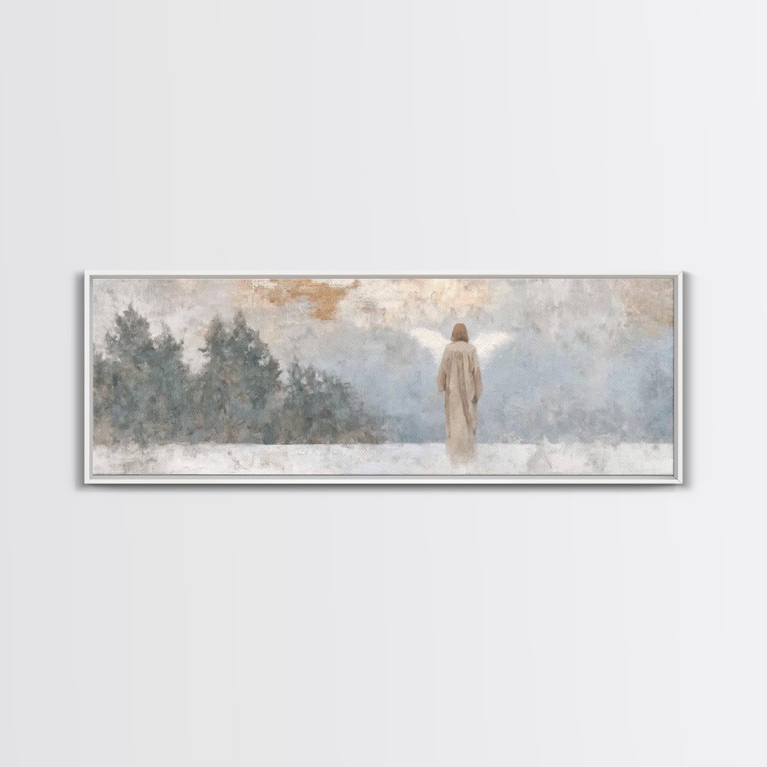 Silent Angel Watch – Framed Canvas Print – Panoramic Print – Christian Art – Minimalist Christian Art – Christian Art Canvas – Christmas Ar
