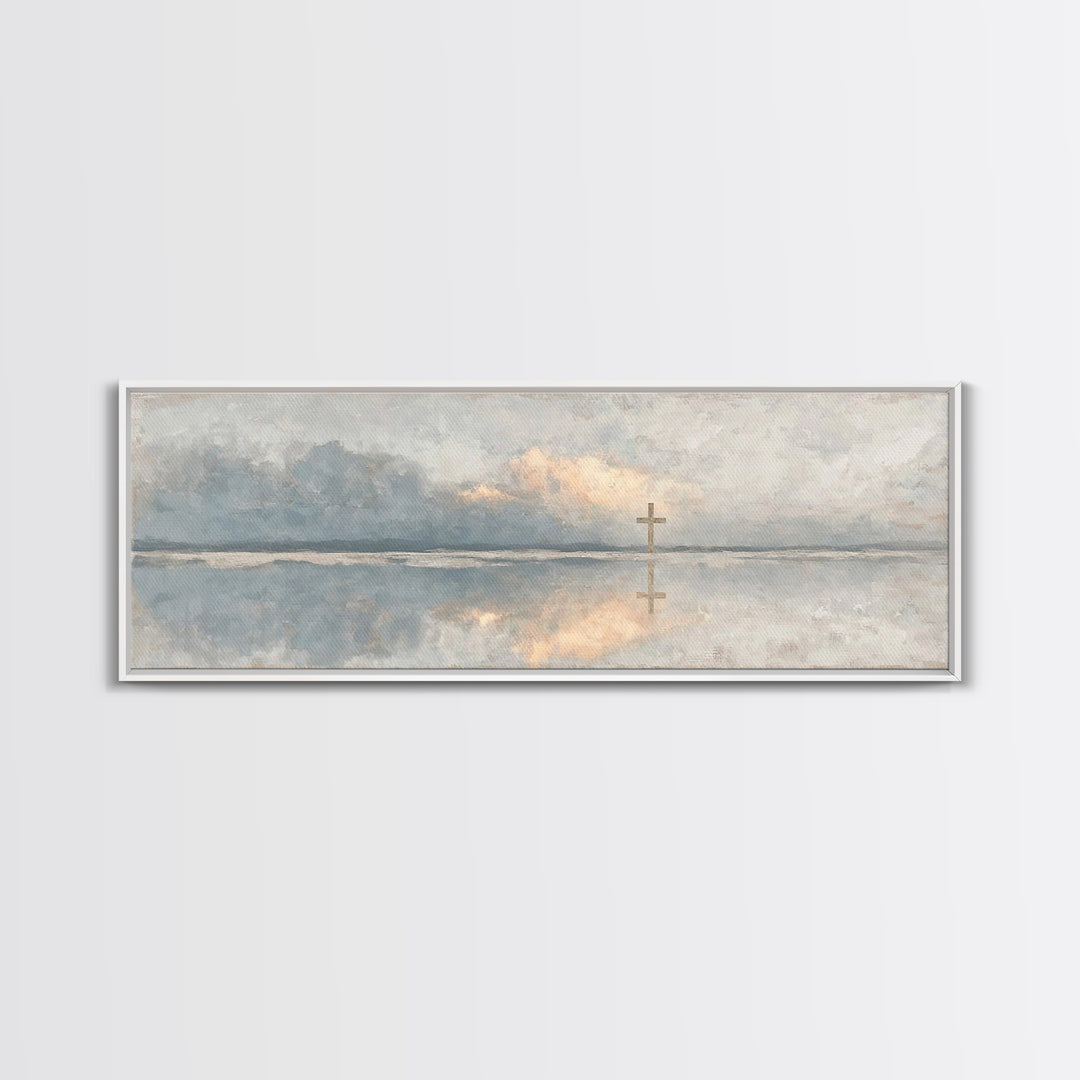 Reflections Of Hope – Framed Canvas Print – Panoramic Painting – Christian Wall Art – Christian Art Canvas – Christmas Art – Modern Christi