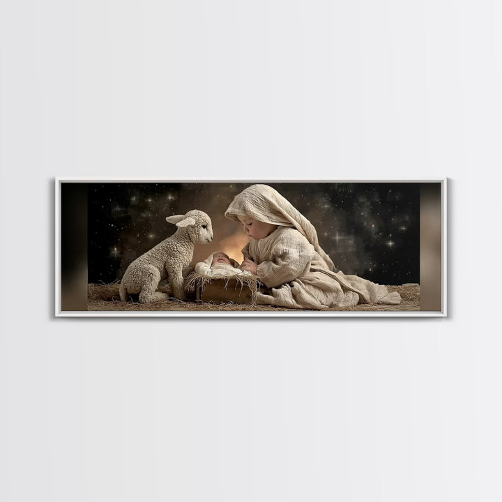 Bethlehem Dawn | Framed Canvas Print | Christian Art Canvas | Panoramic Wall Art | Christian Christmas Art | Jesus Painting | Christian Dec
