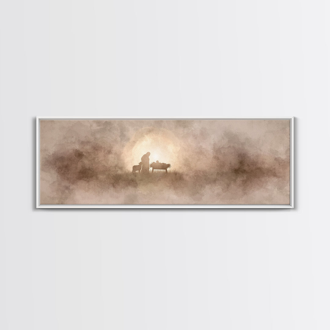Humble Birth Star | Framed Canvas Print | Christian Art Canvas | Panoramic Painting | Christian Christmas Art | Christian Wall Art | Jesus