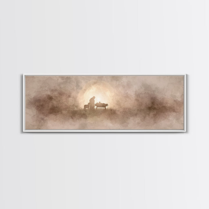 Humble Birth Star | Framed Canvas Print | Christian Art Canvas | Panoramic Painting | Christian Christmas Art | Christian Wall Art | Jesus