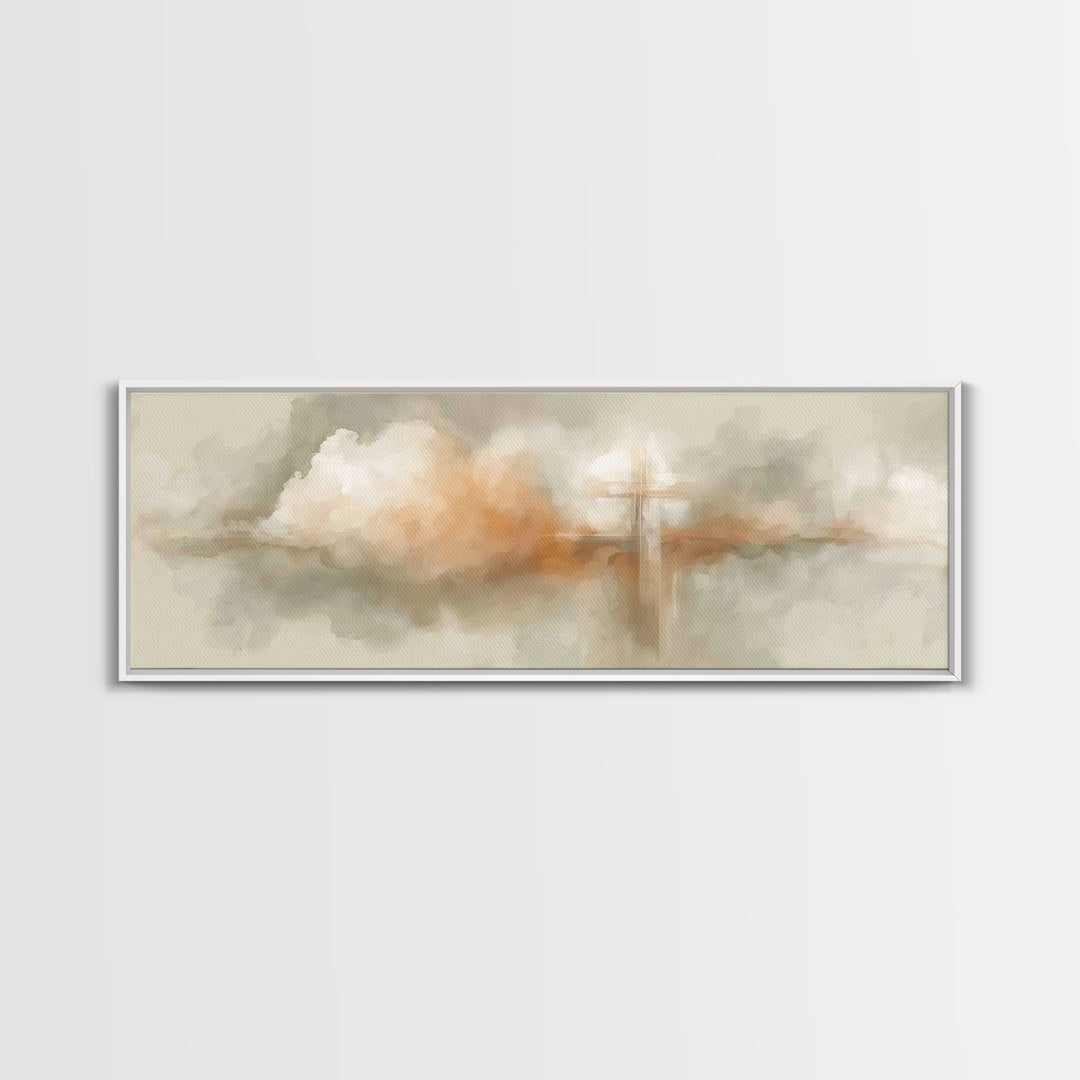 Glory In The Mist – Framed Canvas Print – Christian Wall Art – Christian Painting – Christian Art Canvas – Christmas Art – Panoramic Wall A