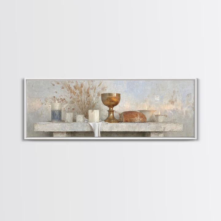 Sacred Communion | Framed Canvas Print | Christian Wall Art | Christian Art Canvas | Christian Painting | Christian Decor | Panoramic Art