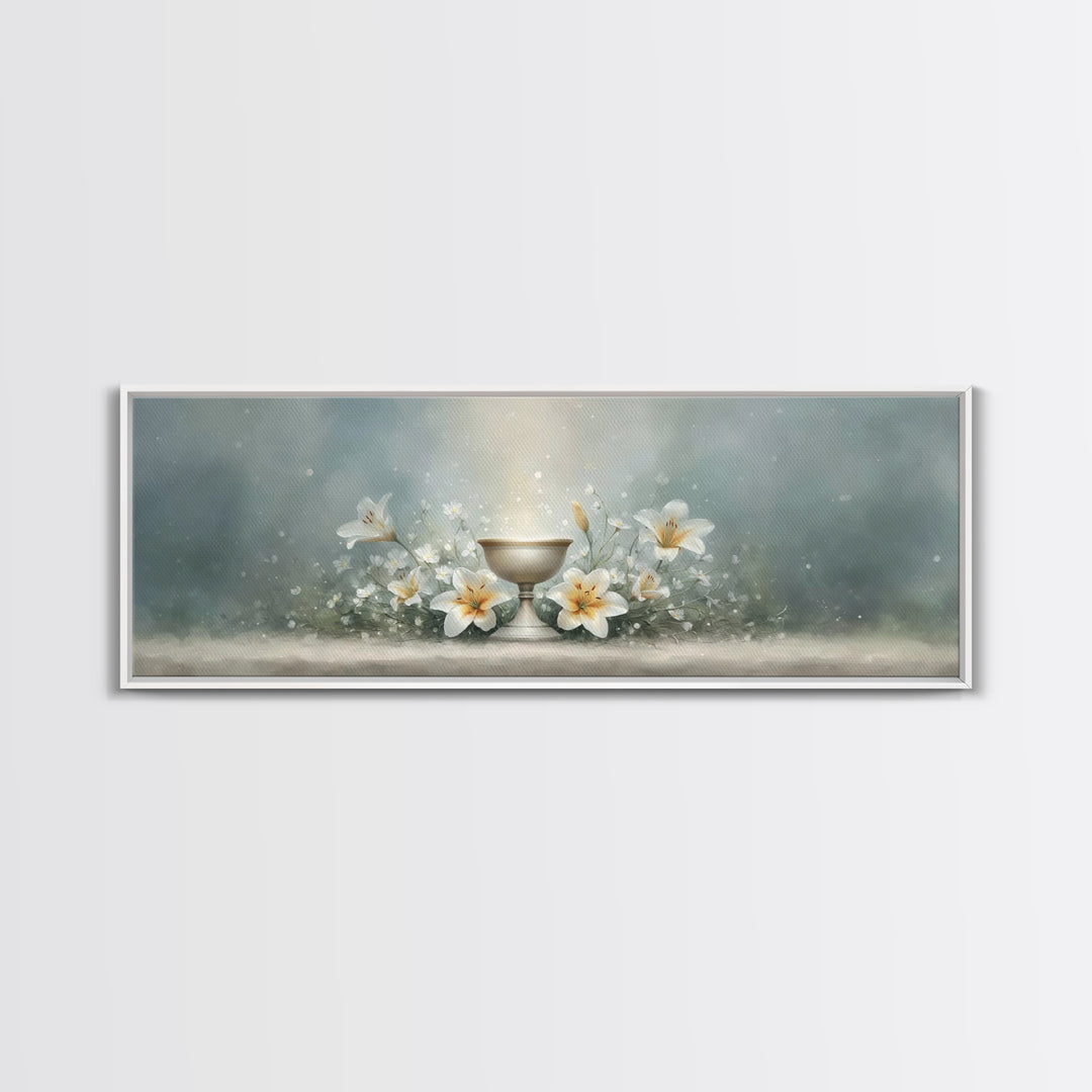 Lily Crown Glory – Framed Canvas Print – Christian Wall Art – Panoramic Wall Art – Christian Christmas Art – Christian Art Canvas