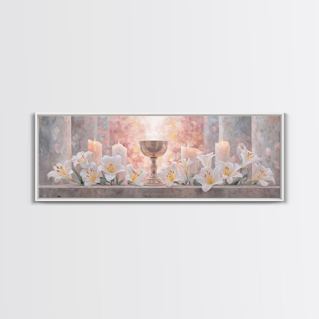 Heavenly Chalice Light – Framed Canvas Print – Christian Christmas Art – Christian Art Canvas – Panoramic Art – Christian Wall Art