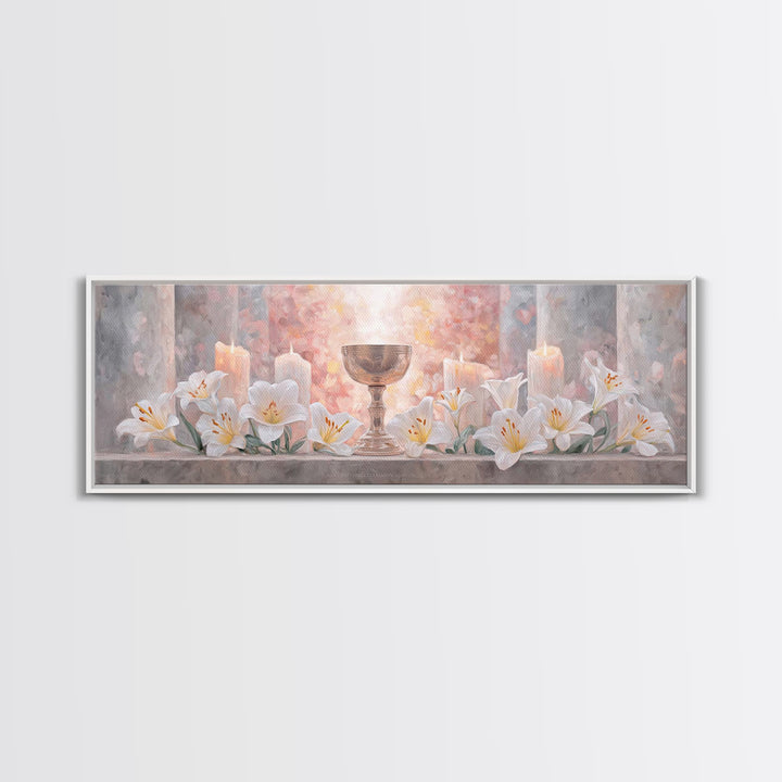 Heavenly Chalice Light – Framed Canvas Print – Christian Christmas Art – Christian Art Canvas – Panoramic Art – Christian Wall Art