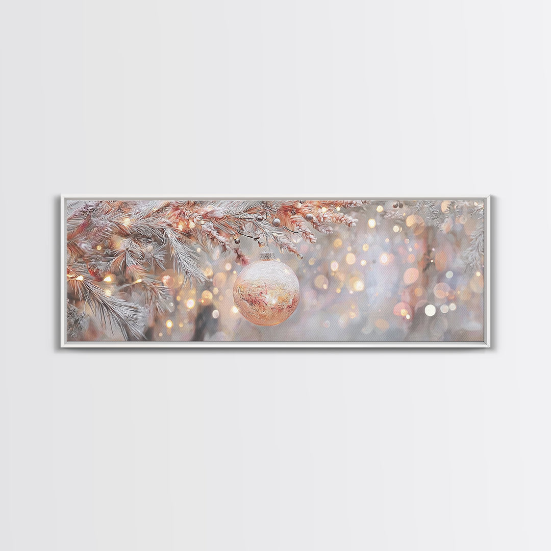 Sacred Snowfall Grace | Framed Canvas Print | Christian Christmas Art | Panoramic Wall Art | Christmas Art Prints | Christian Decor | Vinta
