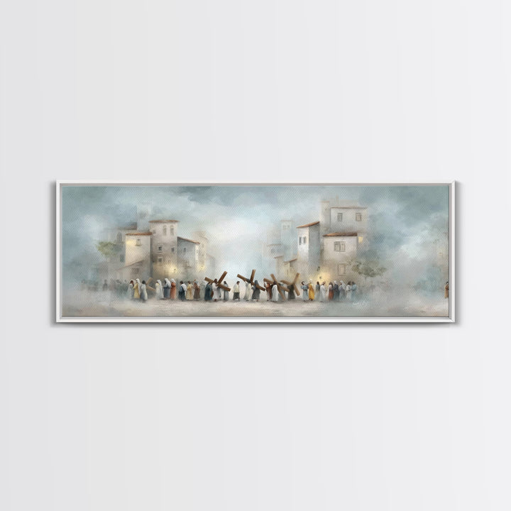 City Of Redemption – Framed Canvas Print – Christian Wall Art – Panoramic Wall Art – Christian Art Canvas – Subtle Christian Art