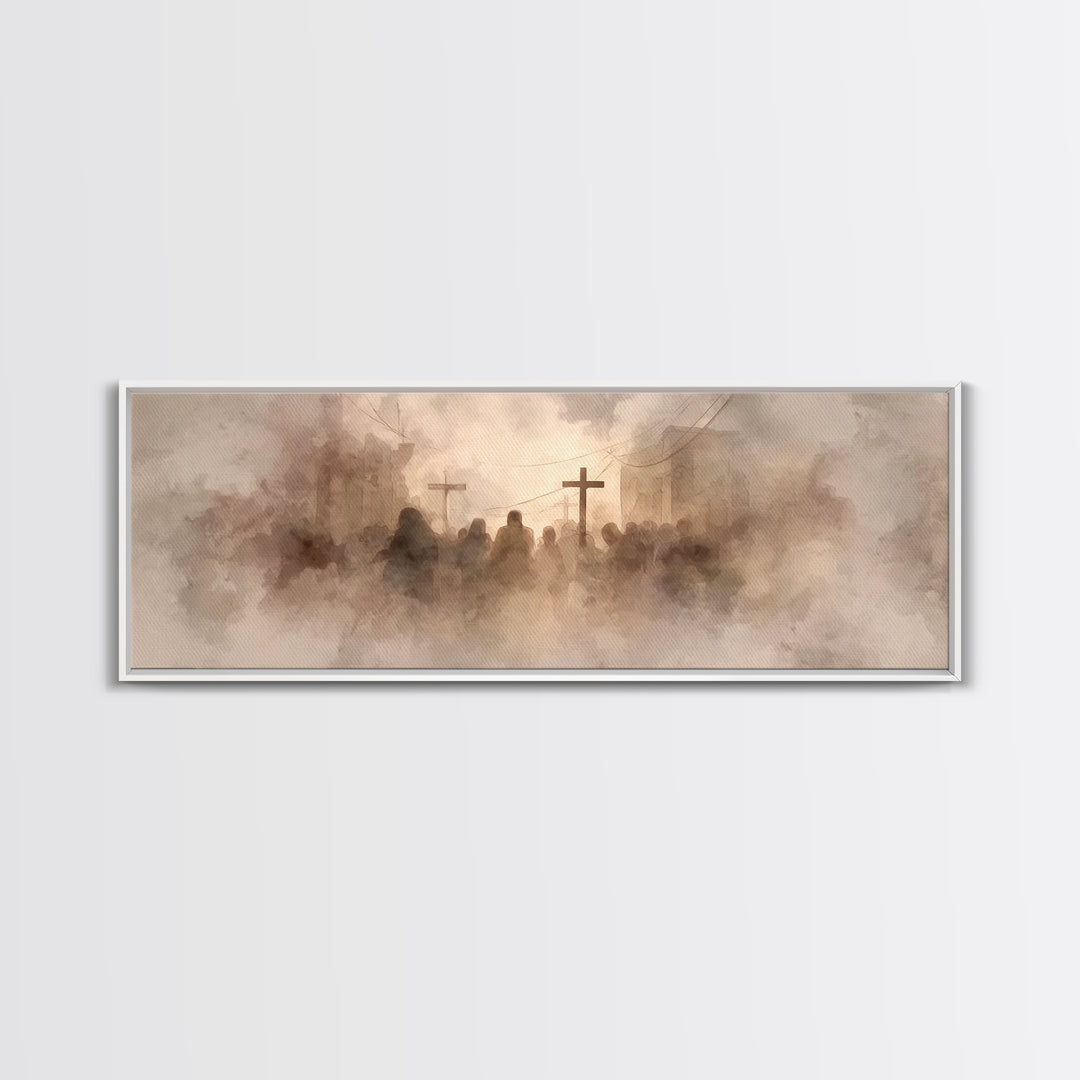 Dust Of Calvary | Framed Canvas Print | Christian Wall Art | Panoramic Art | Moody Christian Art | Christian Art Canvas