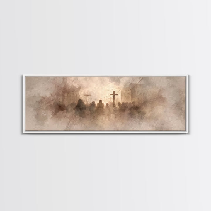 Dust Of Calvary | Framed Canvas Print | Christian Wall Art | Panoramic Art | Moody Christian Art | Christian Art Canvas