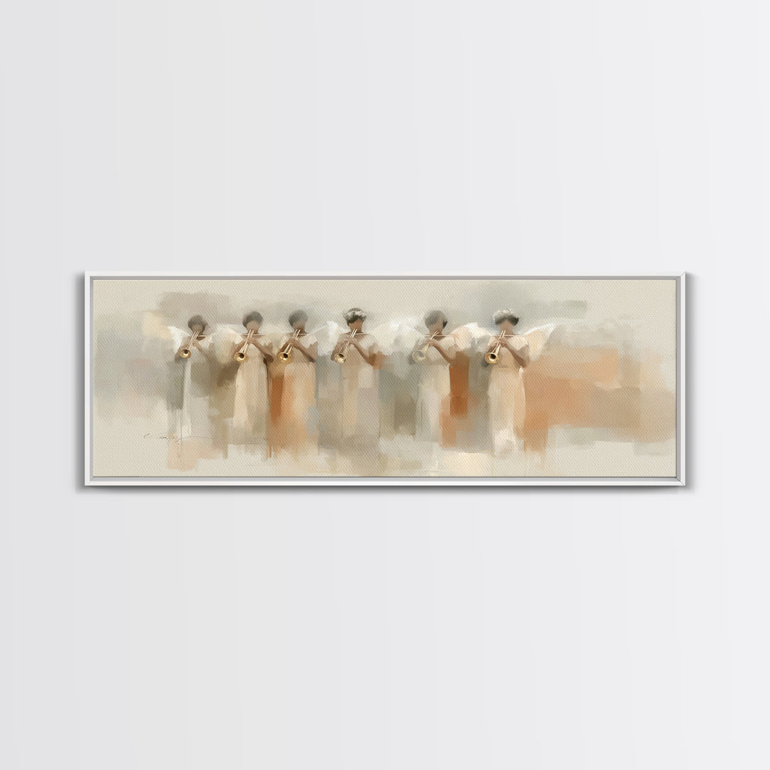 Trumpets Of Glory | Framed Canvas Print | Christian Art Canvas | Panoramic Painting | Christian Wall Art | Large Christian Art