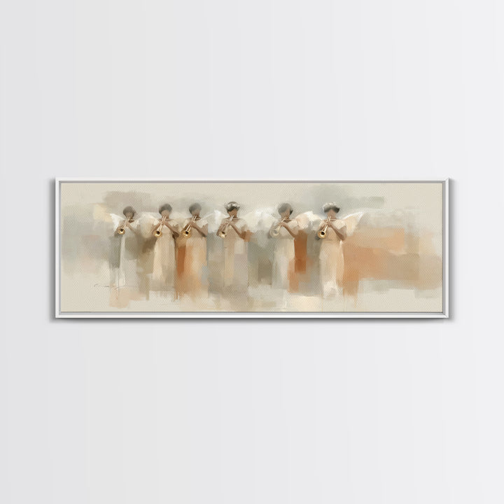 Trumpets Of Glory | Framed Canvas Print | Christian Art Canvas | Panoramic Painting | Christian Wall Art | Large Christian Art