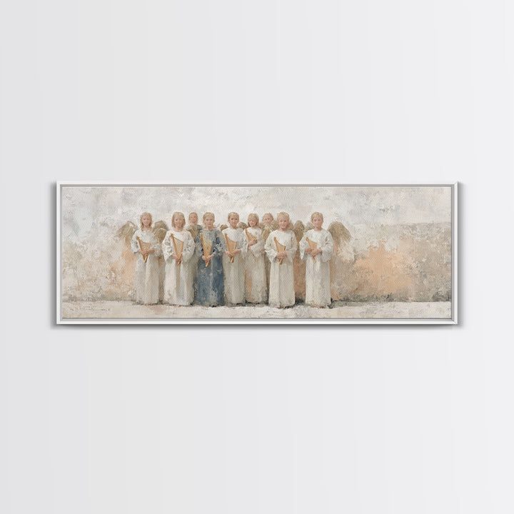 Heaven’s Gentle Choir – Framed Canvas Print – Christian Wall Art – Panoramic Art – Christian Art Canvas – Christmas Art Prints