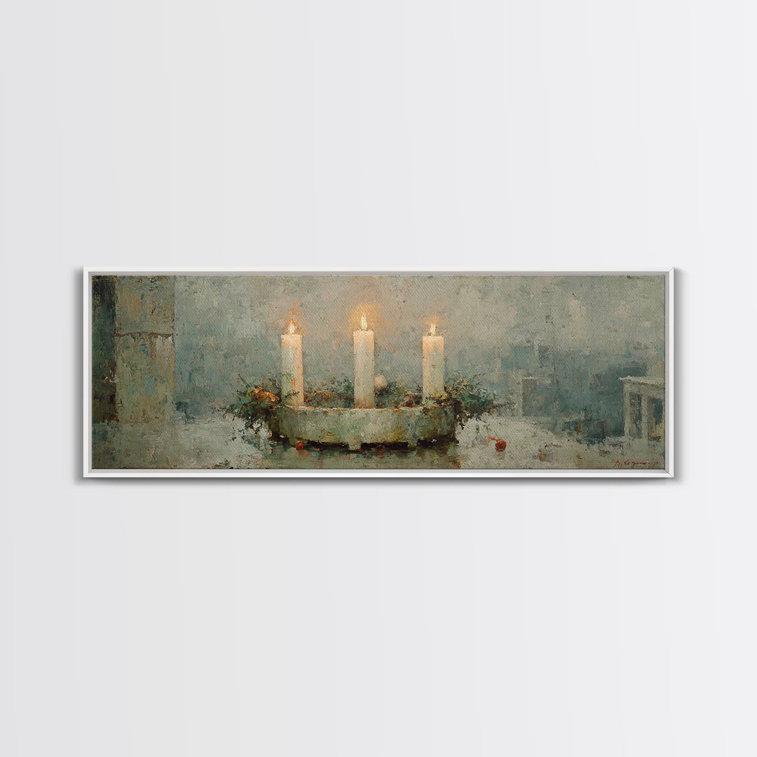 Advent Light | Framed Canvas Print | Panoramic Painting | Christian Wall Art | Christian Art Canvas | Christian Christmas Art