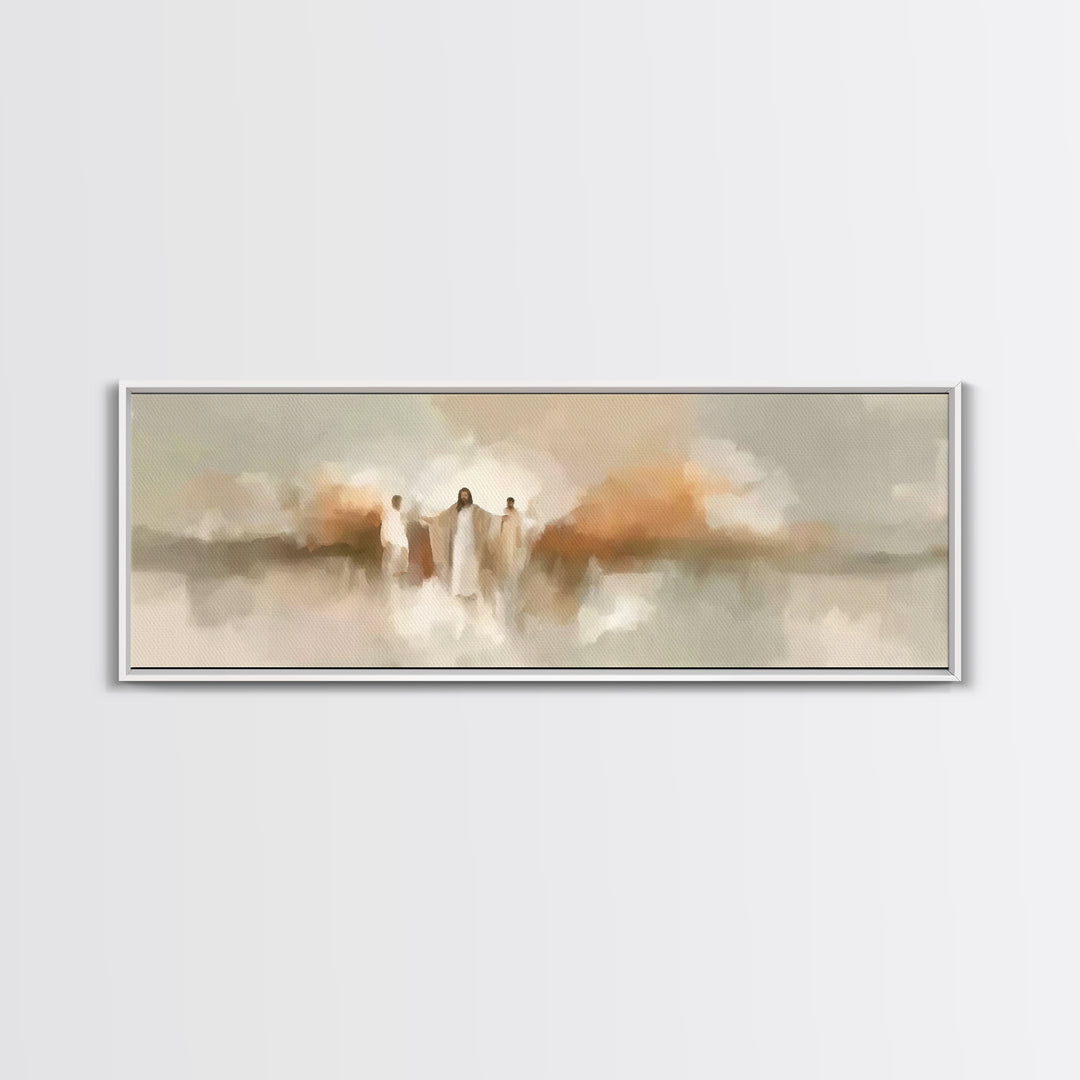 Sacred Gathering Light – Framed Canvas Print – Christian Art Canvas – Modern Christian Painting – Panoramic Art – Christian Wall Art – Chri