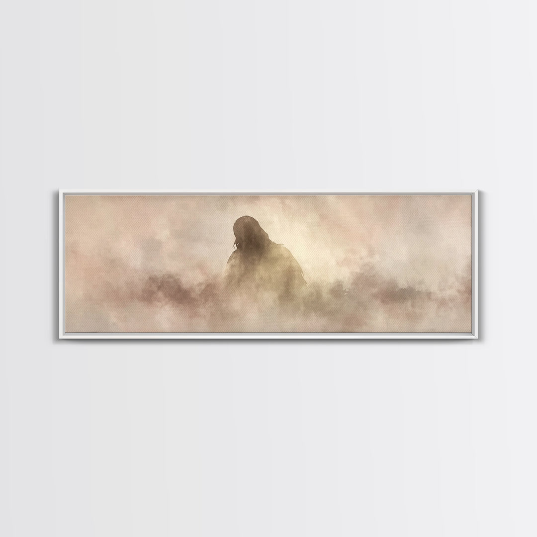 Veil Of Presence – Framed Canvas Print – Christian Art – Minimalist Christian Art – Subtle Christian Paintings – Panoramic Art – Christian