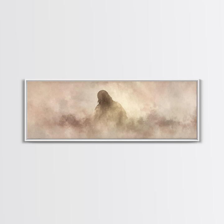 Veil Of Presence – Framed Canvas Print – Christian Art – Minimalist Christian Art – Subtle Christian Paintings – Panoramic Art – Christian