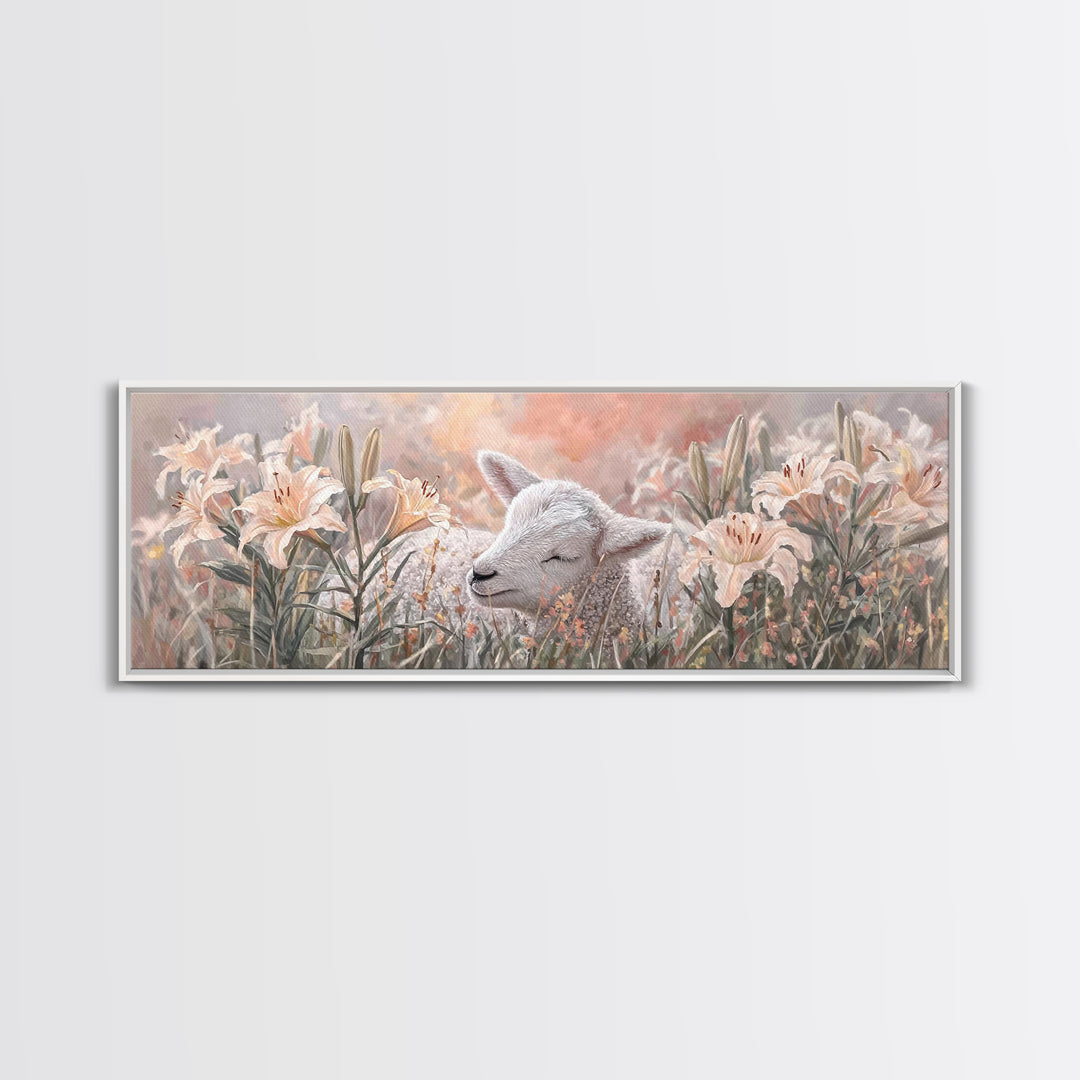Garden Of Gentle Rest | Framed Canvas Print | Christian Wall Art | Christian Art Canvas | Christian Decor For Home | Panoramic Art | Christ