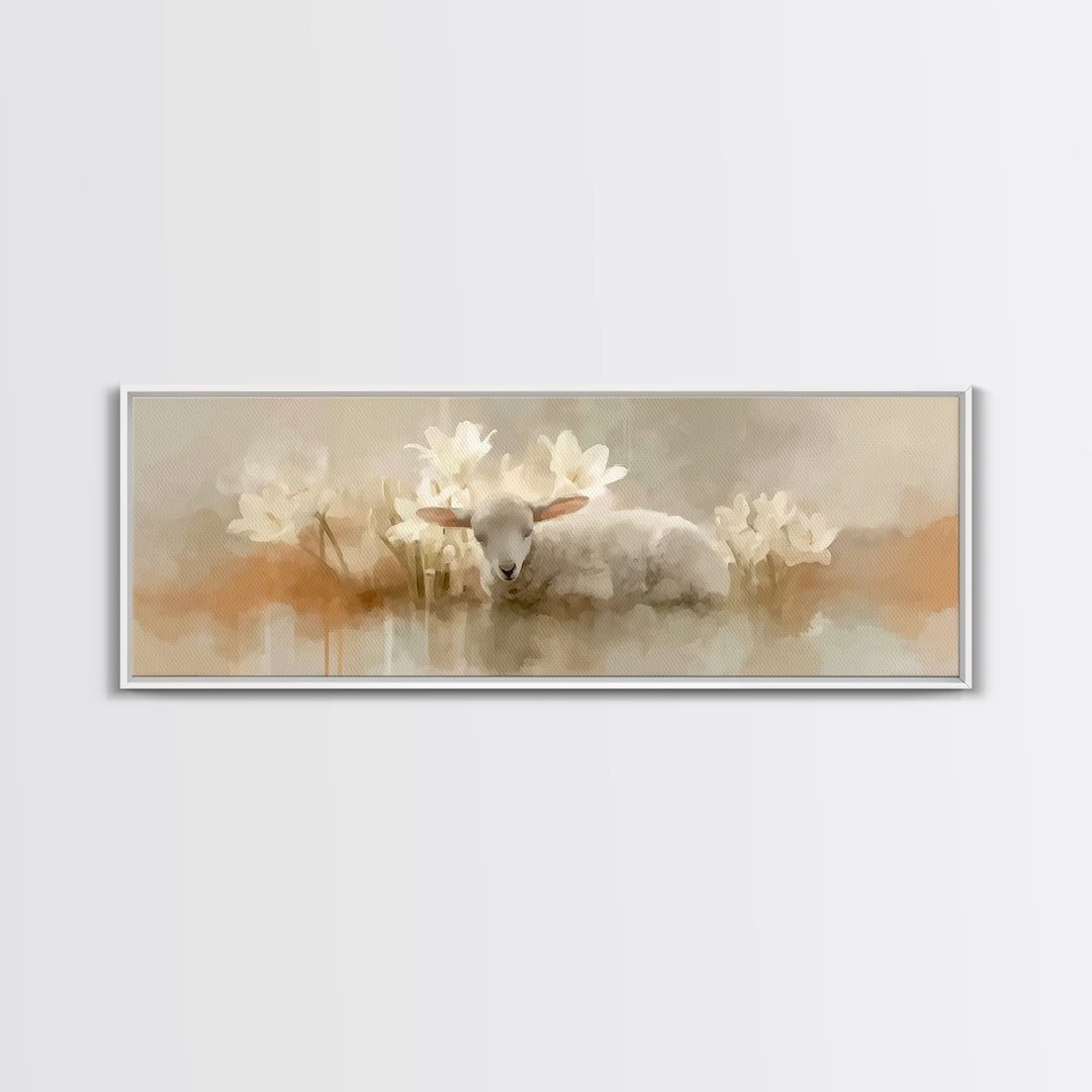 Lily Field Calm – Framed Canvas Print – Christian Art – Subtle Christian Paintings – Christian Art Canvas – Panoramic Print – Christian Wal