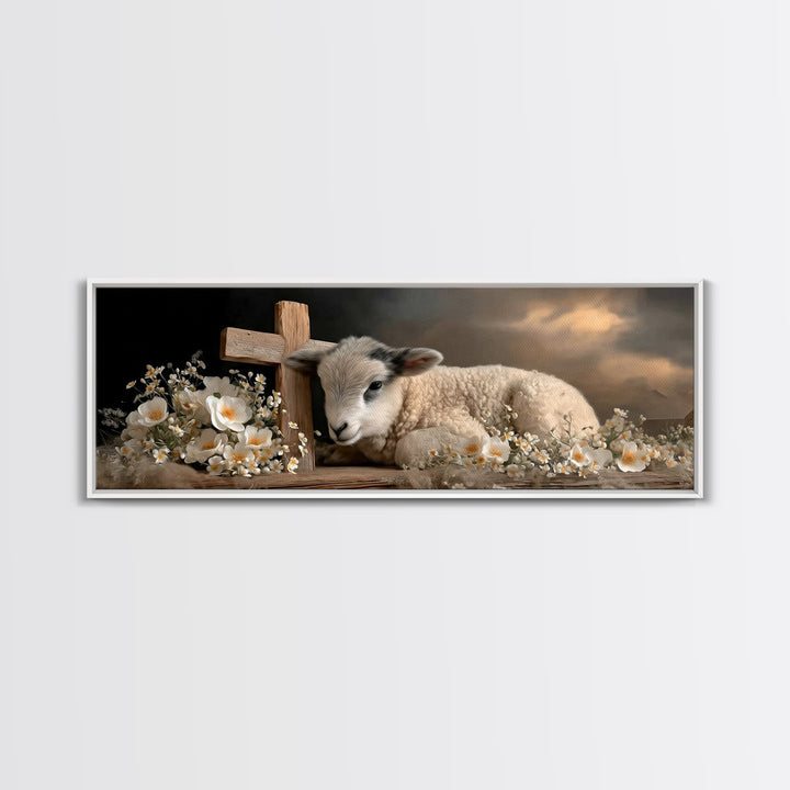 Cross Of Mercy | Framed Canvas Print | Christian Wall Art | Panoramic Print | Christian Art Work | Christmas Wall Art | Modern Christian Ar