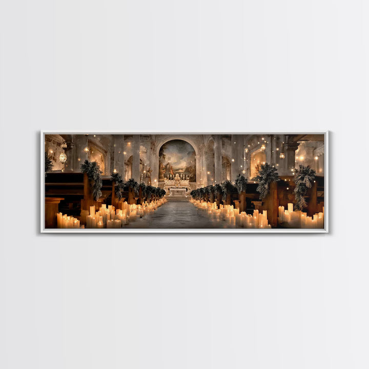 Altar Of Peace | Framed Canvas Print | Christian Art Canvas | Panoramic Frame | Christian Wall Art | Christmas Art | Christian Christmas De