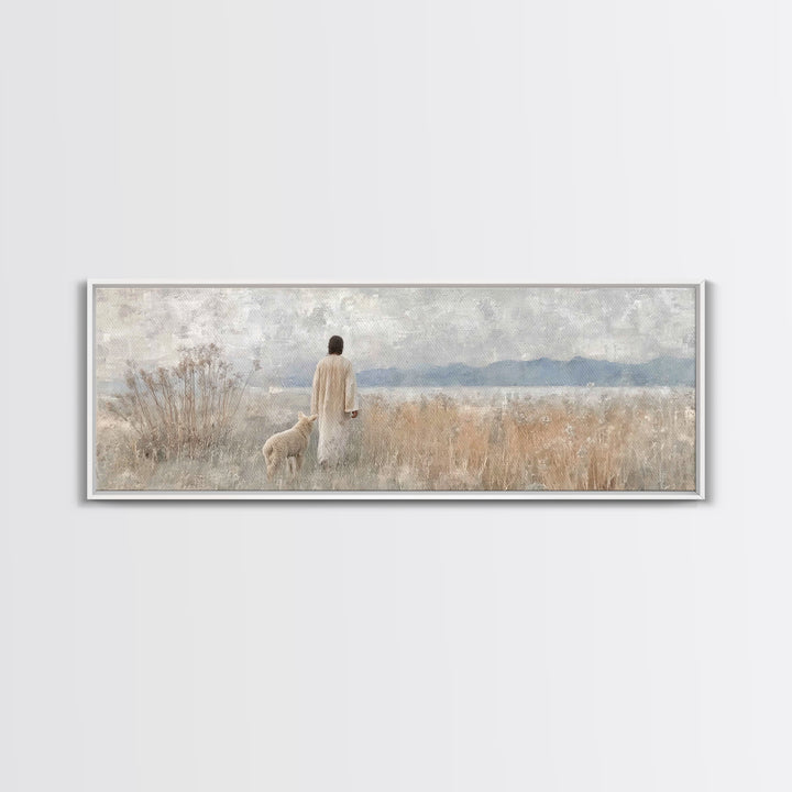 Grace In The Mist, Framed Canvas Print, Panoramic Painting, Christian Art Canvas, Jesus Painting, Christian Art, Christian Wall Art, Christ