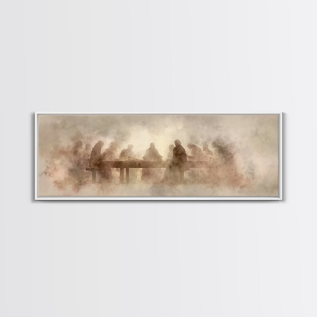 Last Supper Mist | Framed Canvas Print | Christian Art | Panoramic Art | Christian Wall Art | Christmas Art | Jesus Canvas Art