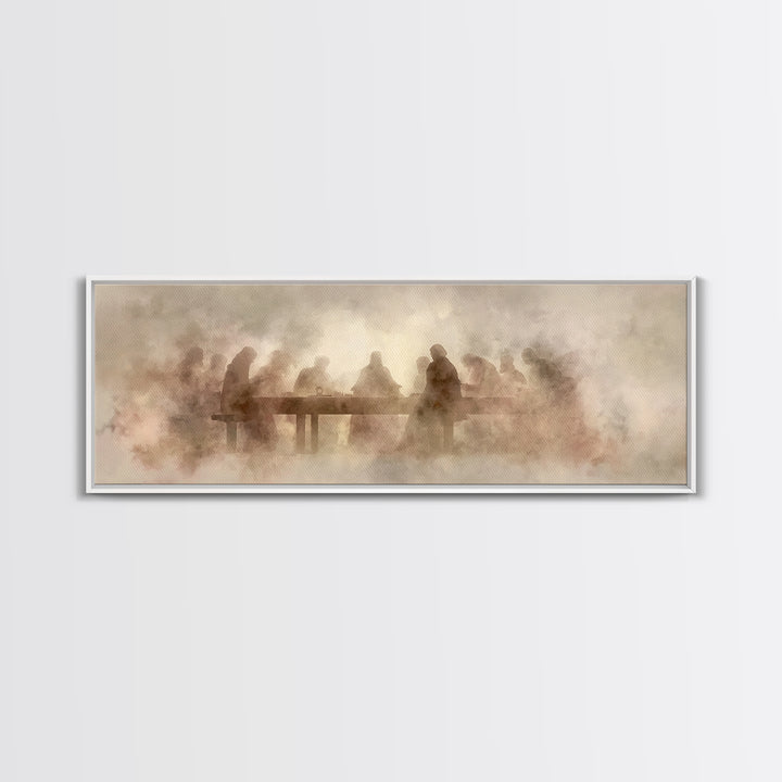 Last Supper Mist | Framed Canvas Print | Christian Art | Panoramic Art | Christian Wall Art | Christmas Art | Jesus Canvas Art